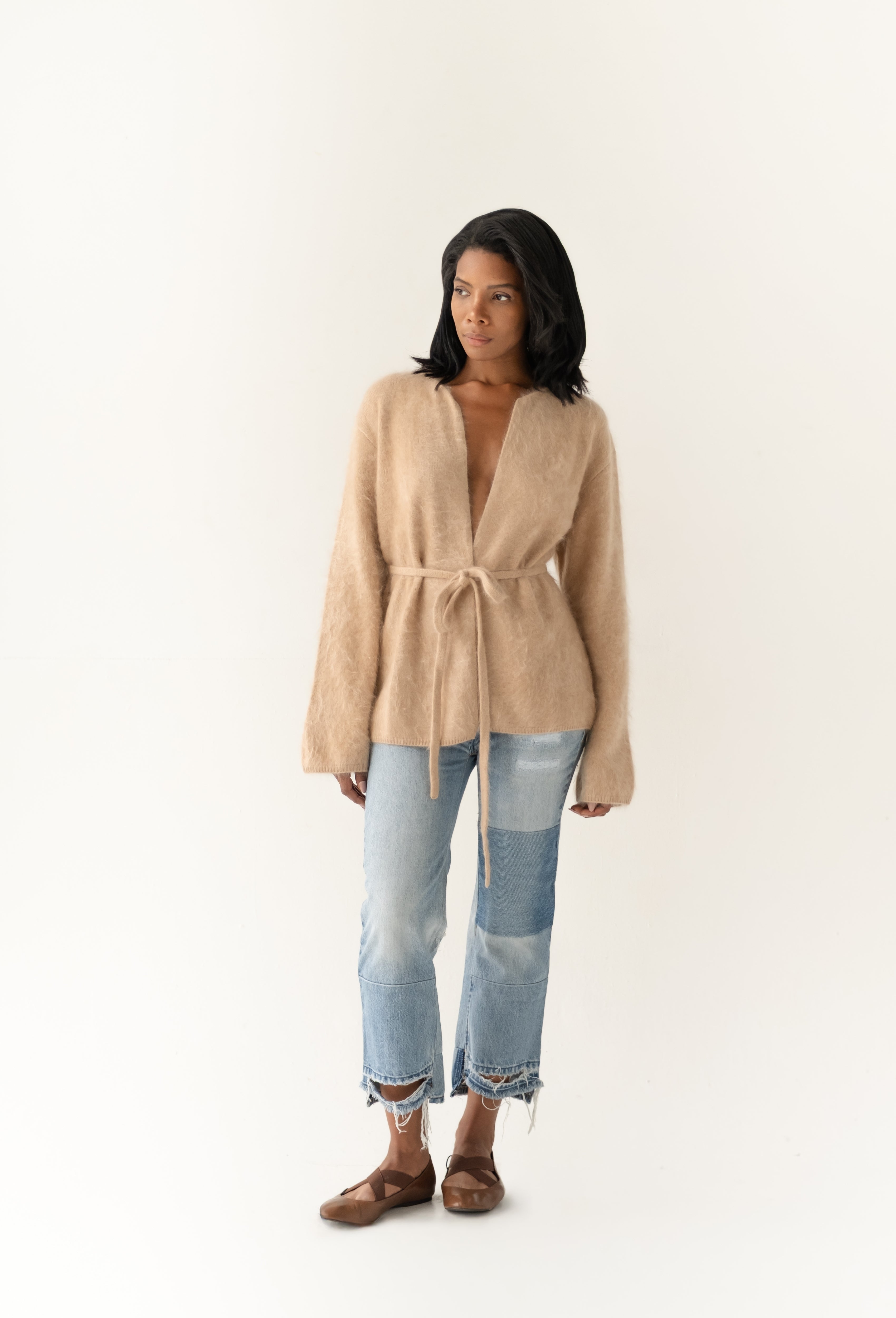 Brushed Cardigan Camel